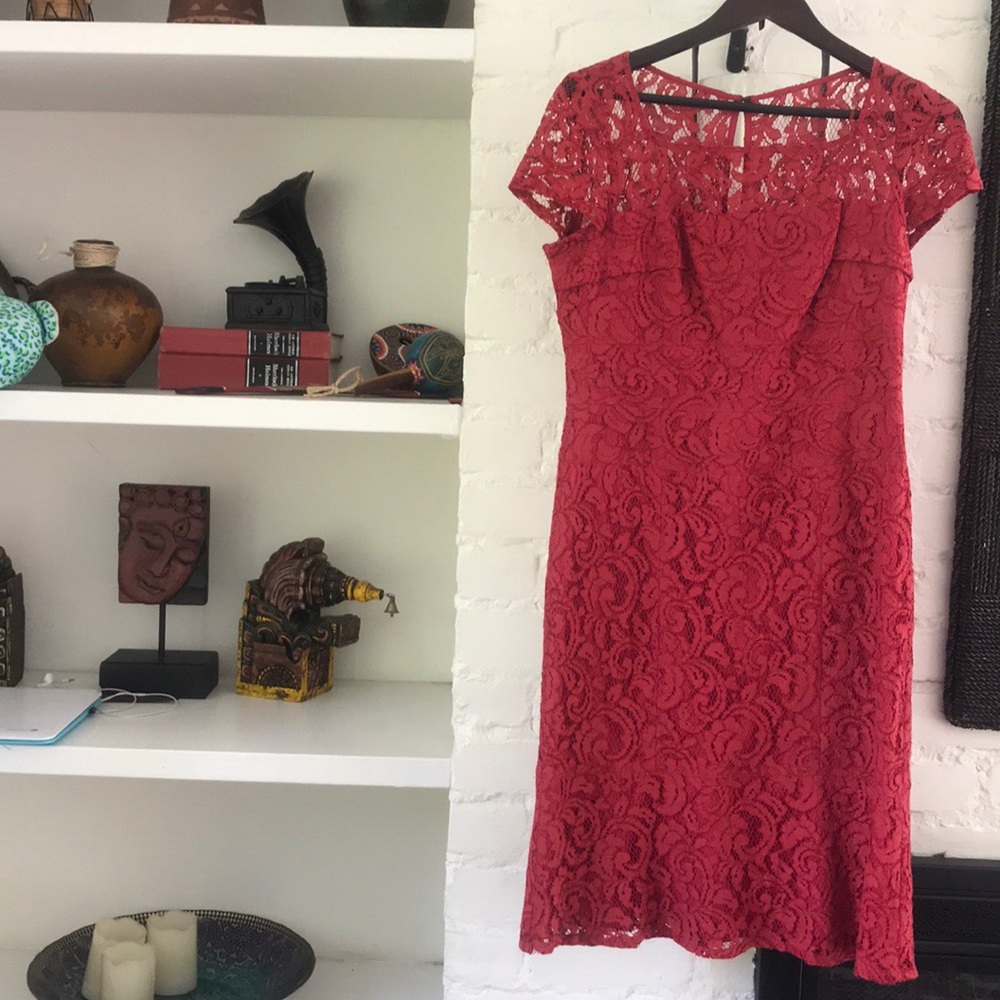 Red lace dress
